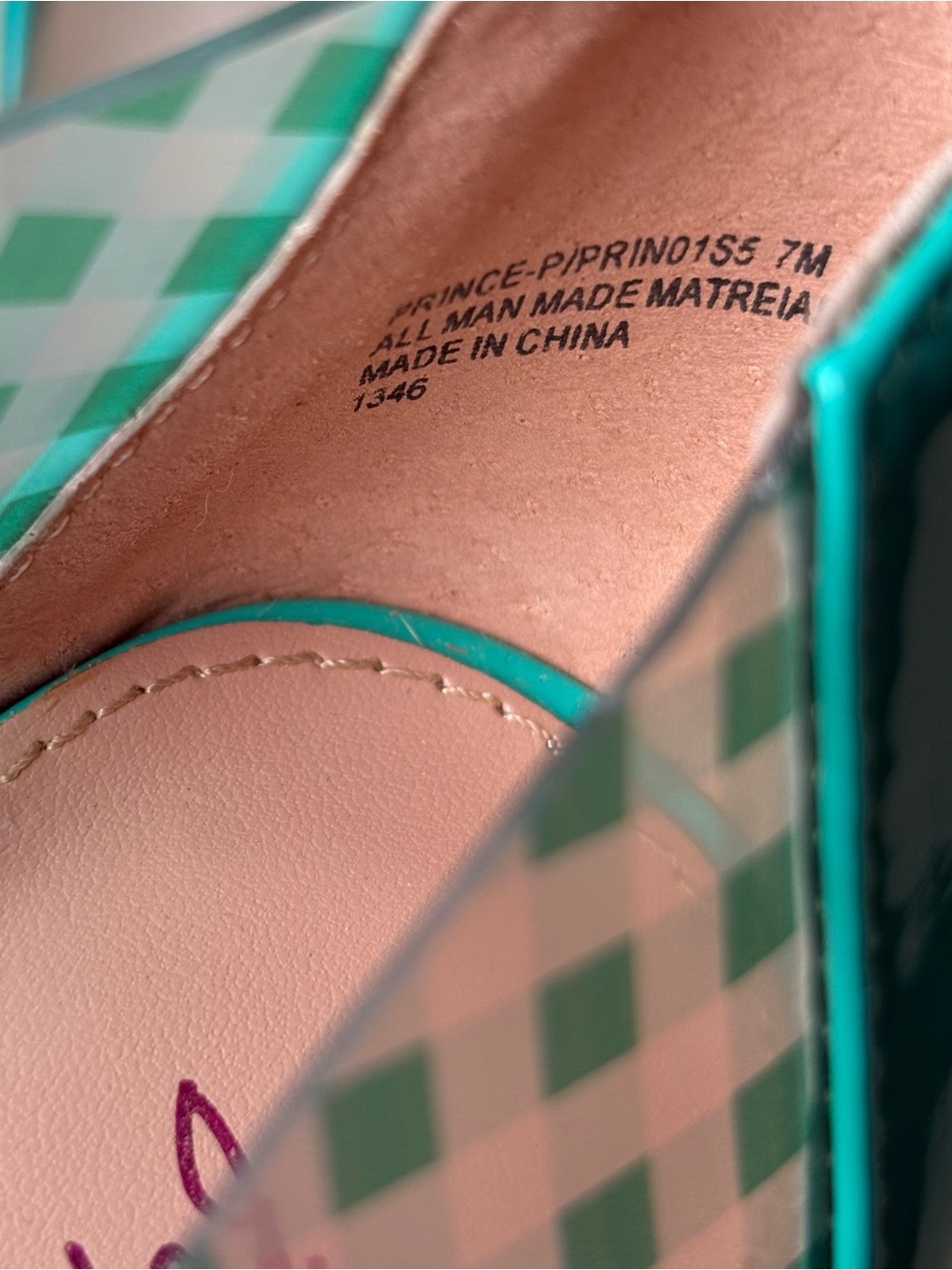 Betsey Johnson Teal Gingham & Clear Vinyl Heels - Picture 4 of 9